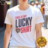 Official Florida Panthers 'This Is My Lucky' T-shirt featuring team logo and bold lettering, perfect for fans.