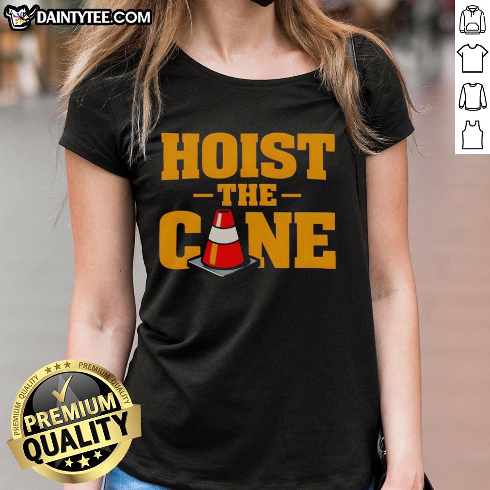 official-hoist-the-cone-bold-typography-sports-fan-graphic-ladies-tee Official Hoist The Cone bold typography graphic on a ladies tee, perfect for sports fans and team spirit.