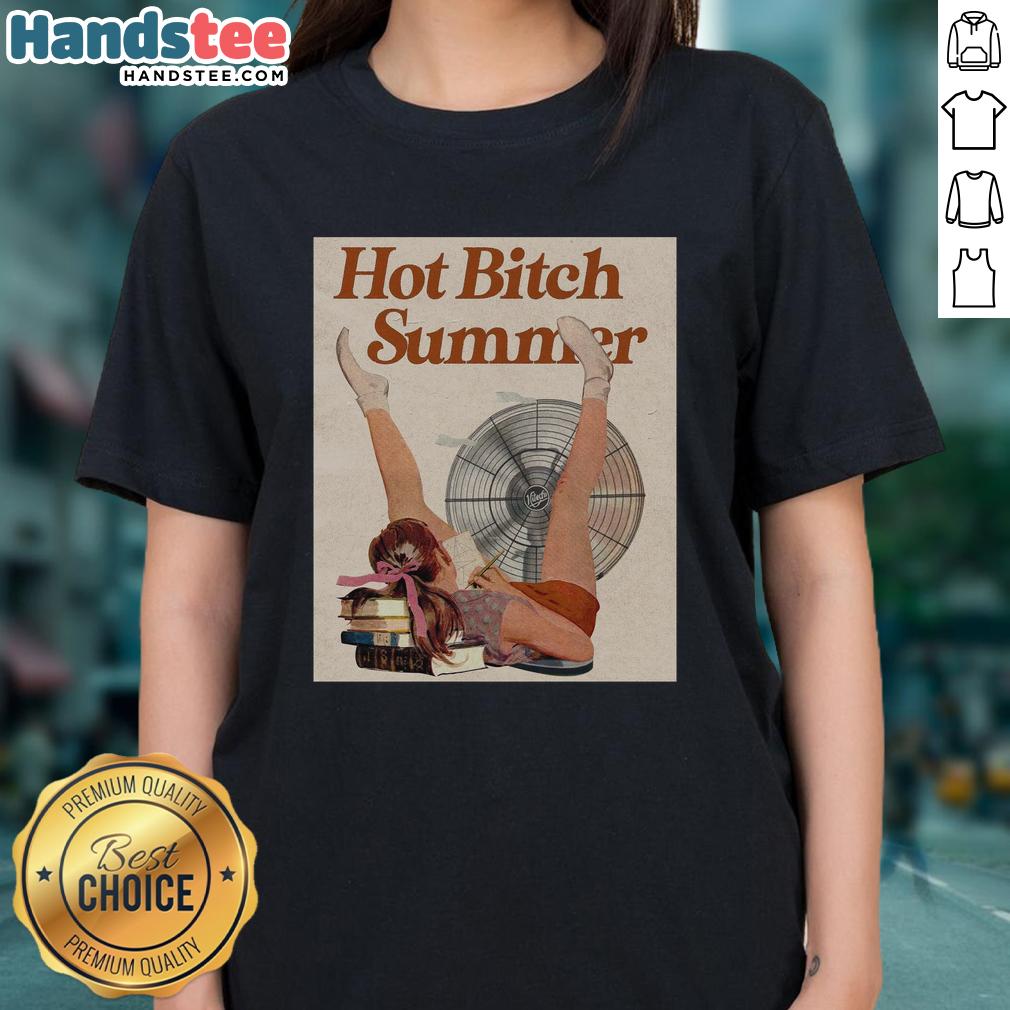 official-hot-bitch-summer-vintage-poster-ladies-tee Official Hot Bitch Summer vintage poster design on a ladies tee, featuring bold graphics and vibrant colors for summer style.