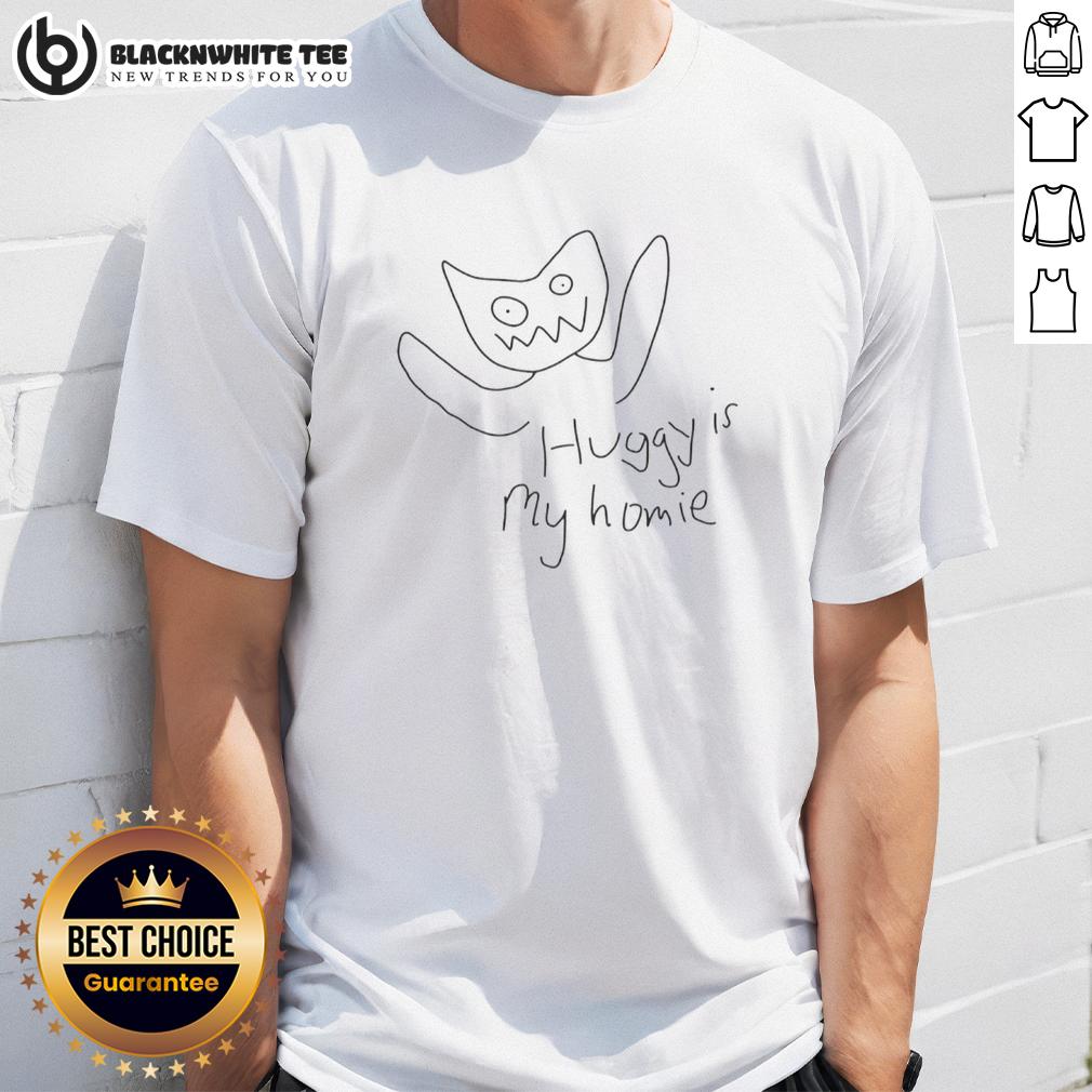 Official Huggy Is My Homie T Shirt Alt Text: Official Huggy Is My Homie T-Shirt featuring a playful design and vibrant colors for casual wear.
