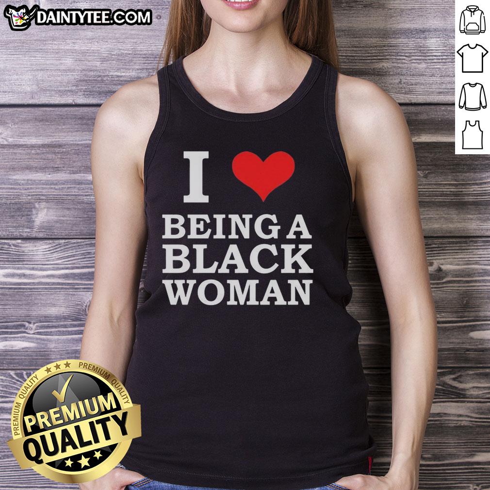 official-i-love-being-a-black-woman-tank-top Alt Text: Official I Love Being A Black Woman tank top featuring bold typography, celebrating black womanhood and empowerment.