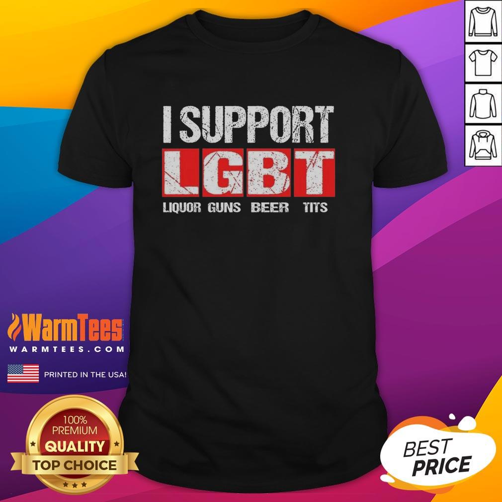 official-i-support-lgbt-liberty-guns-beer-tits-letter-t-shirt Alt Text: Official I Support LGBT Liberty Guns Beer Tits Letter T-Shirt featuring bold text and vibrant colors for pride.
