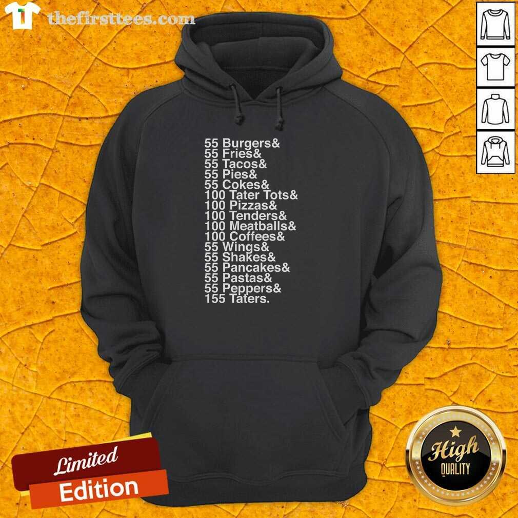 official-im-doing-something-55-burgers-100-taters-tots-155-taters-hoodie Cozy hoodie featuring 'I'm Doing Something' design with 55 burgers, 100 tater tots, and 155 taters for food lovers.