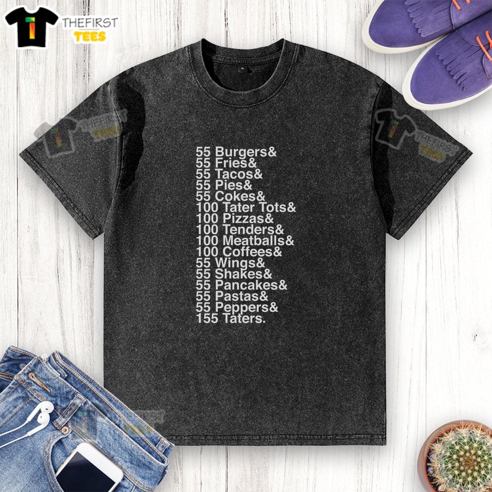 official-im-doing-something-55-burgers-100-taters-tots-155-taters-washed-t-shirt Alt Text: Official I'm Doing Something T-Shirt featuring 55 burgers, 100 tater tots, and 155 taters design.