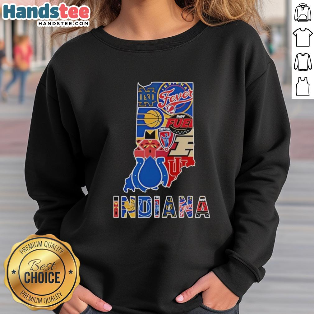 official-indiana-sports-teams-graphic-transfer-state-sweatshirt Official Indiana Sports Teams Graphic Transfer State Sweatshirt featuring logos of Indiana's favorite sports teams.