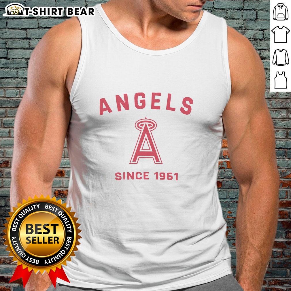 Official Los Angeles Angels Cooperstown Duster Tank Top Alt Text: Official Los Angeles Angels Cooperstown Duster Tank Top featuring team logo and stylish design for fans.