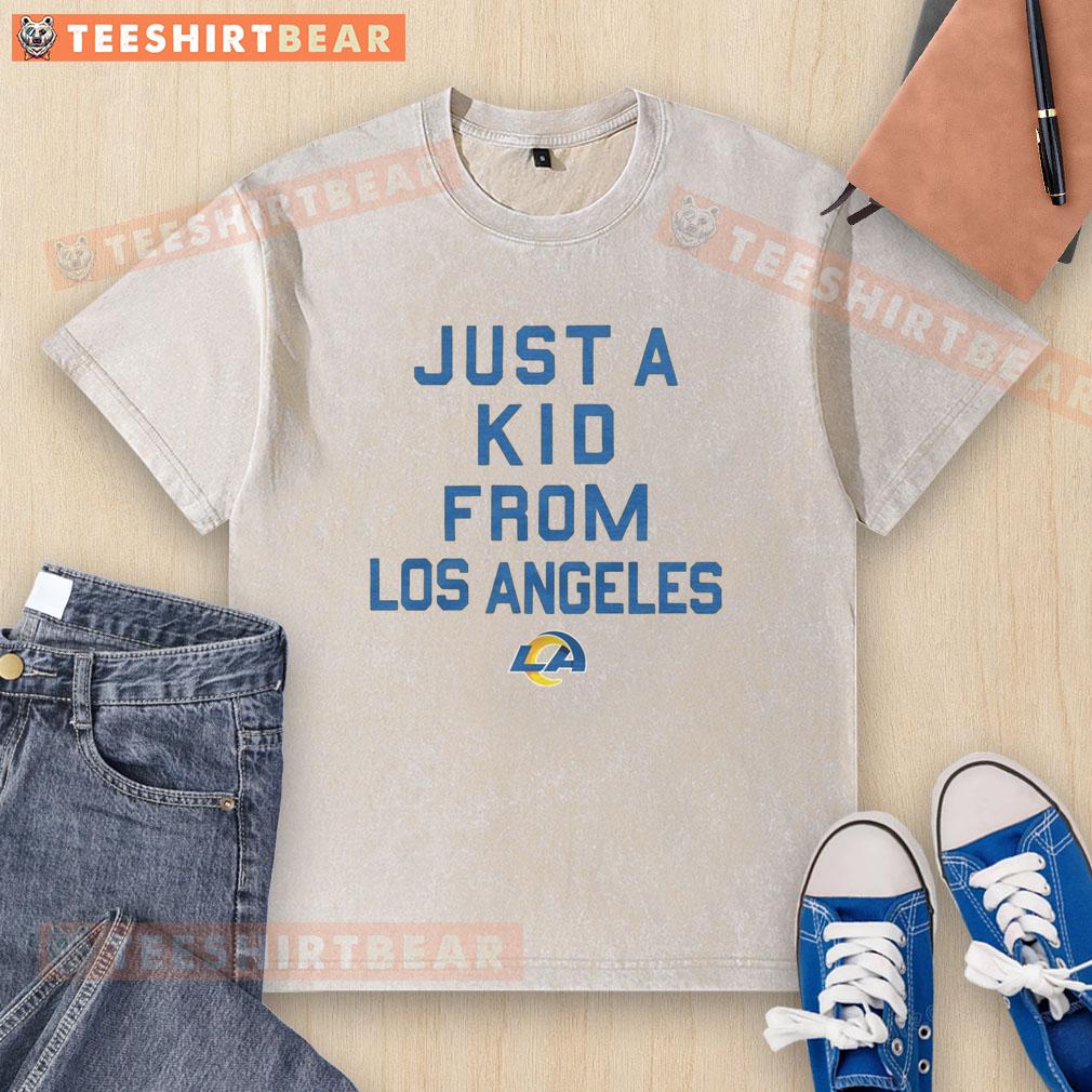 official-los-angeles-rams-just-a-kid-from-los-angeles-washed-t-shirt Alt Text: Official Los Angeles Rams Just A Kid From Los Angeles washed t-shirt showcasing team pride and casual style.