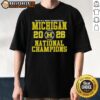Official Michigan Wolverines NCAA D-1 Men's Basketball National Champions 2026 T-Shirt featuring team colors and logo.