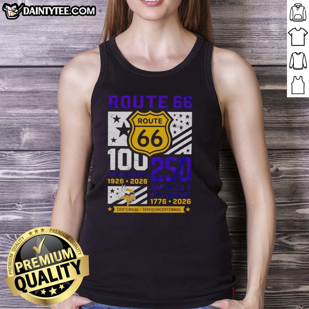 official-minnesota-vikings-route-66-centennial-100th-anniversary-1926-2026-250th-america-anniversary-tank-top Official Minnesota Vikings Route 66 Centennial 100th Anniversary tank top celebrating 250 years of America, 1926-2026.