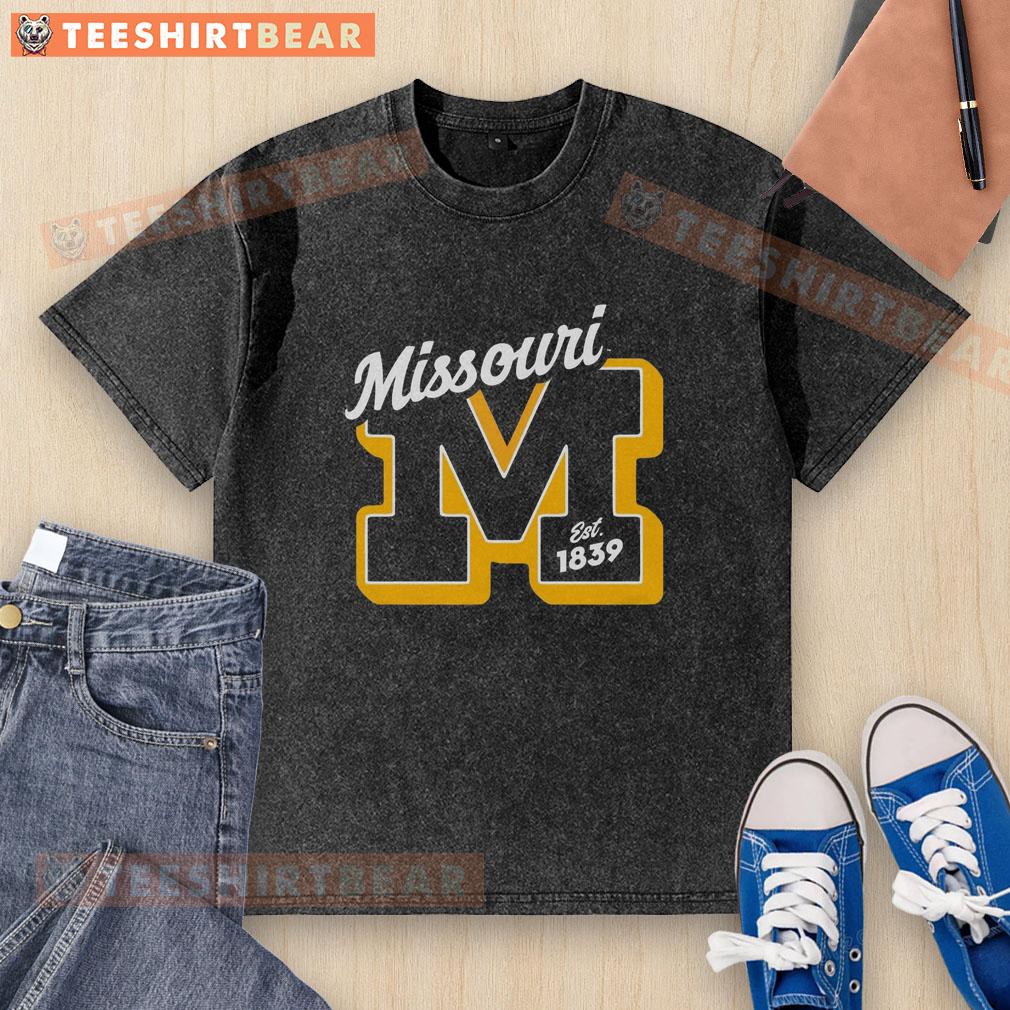official-missouri-est-1839-vintage-washed-t-shirt Vintage washed t-shirt featuring Official Missouri Est. 1839 design, perfect for showcasing Missouri pride.