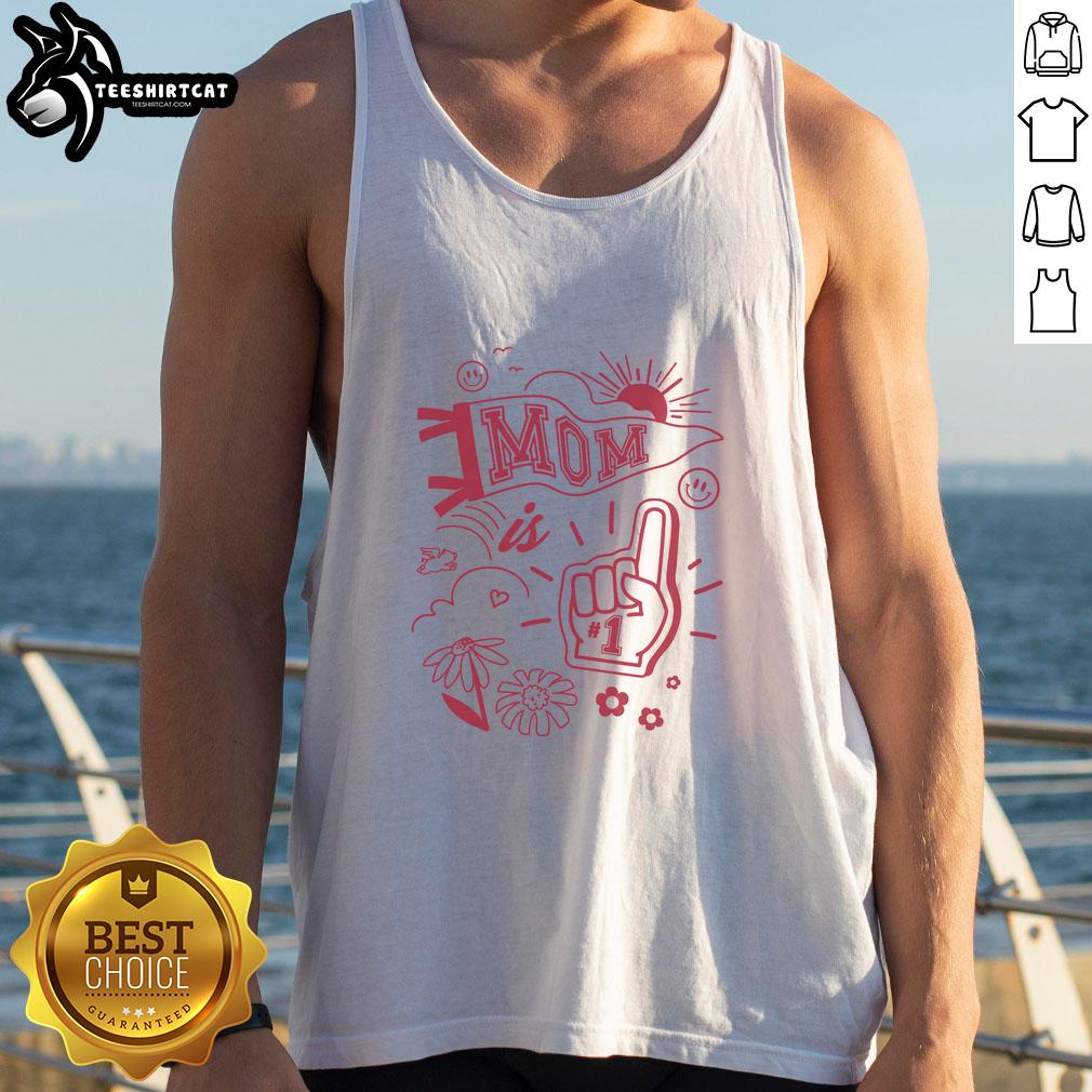 official-mom-is-1-collage-tank-top Official Mom Is 1 Collage Tank Top featuring colorful designs and festive graphics for a baby's first birthday celebration.