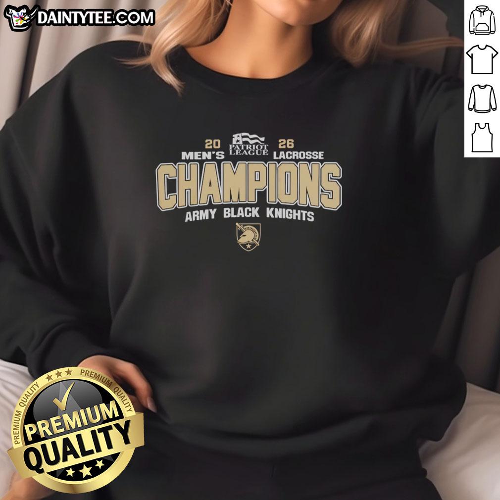 official-ncaa-army-black-knights-2026-mens-lacrosse-patriot-league-tournament-champions-sweatshirt Official NCAA Army Black Knights 2026 Men's Lacrosse Patriot League Tournament Champions Sweatshirt