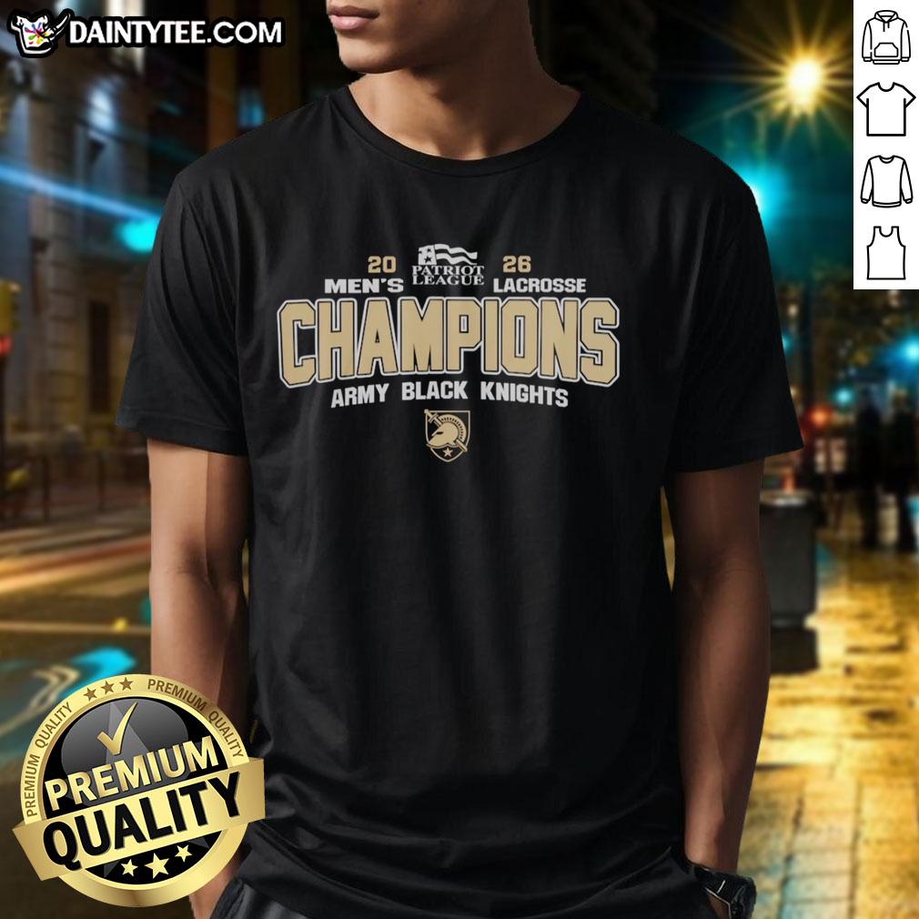 official-ncaa-army-black-knights-2026-mens-lacrosse-patriot-league-tournament-champions-t-shirt-1 Official NCAA Army Black Knights 2026 Men's Lacrosse Champions T-Shirt for Patriot League Tournament victory.