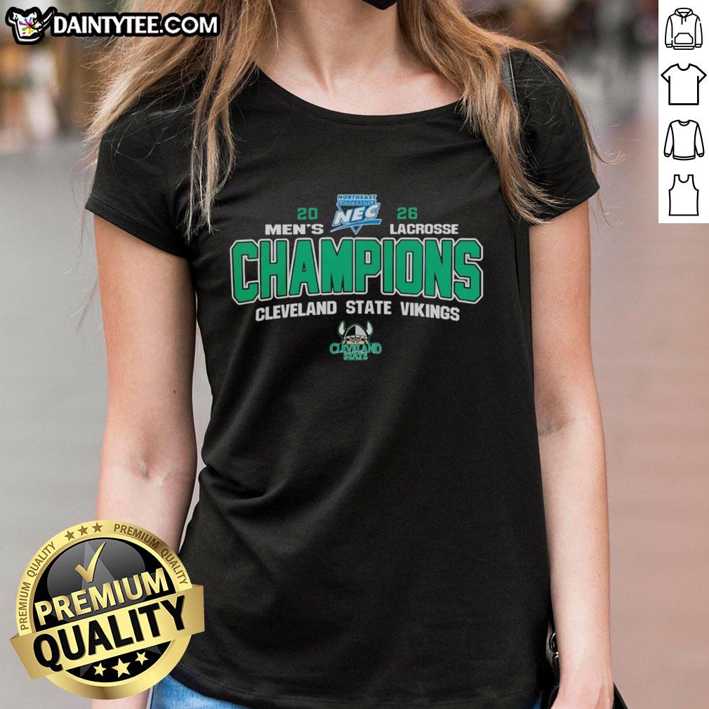 official-ncaa-cleveland-state-vikings-2026-northeast-conference-tournament-champions-ladies-tee 2026 NCAA Cleveland State Vikings Northeast Conference Tournament Champions Ladies Tee featuring team logo.