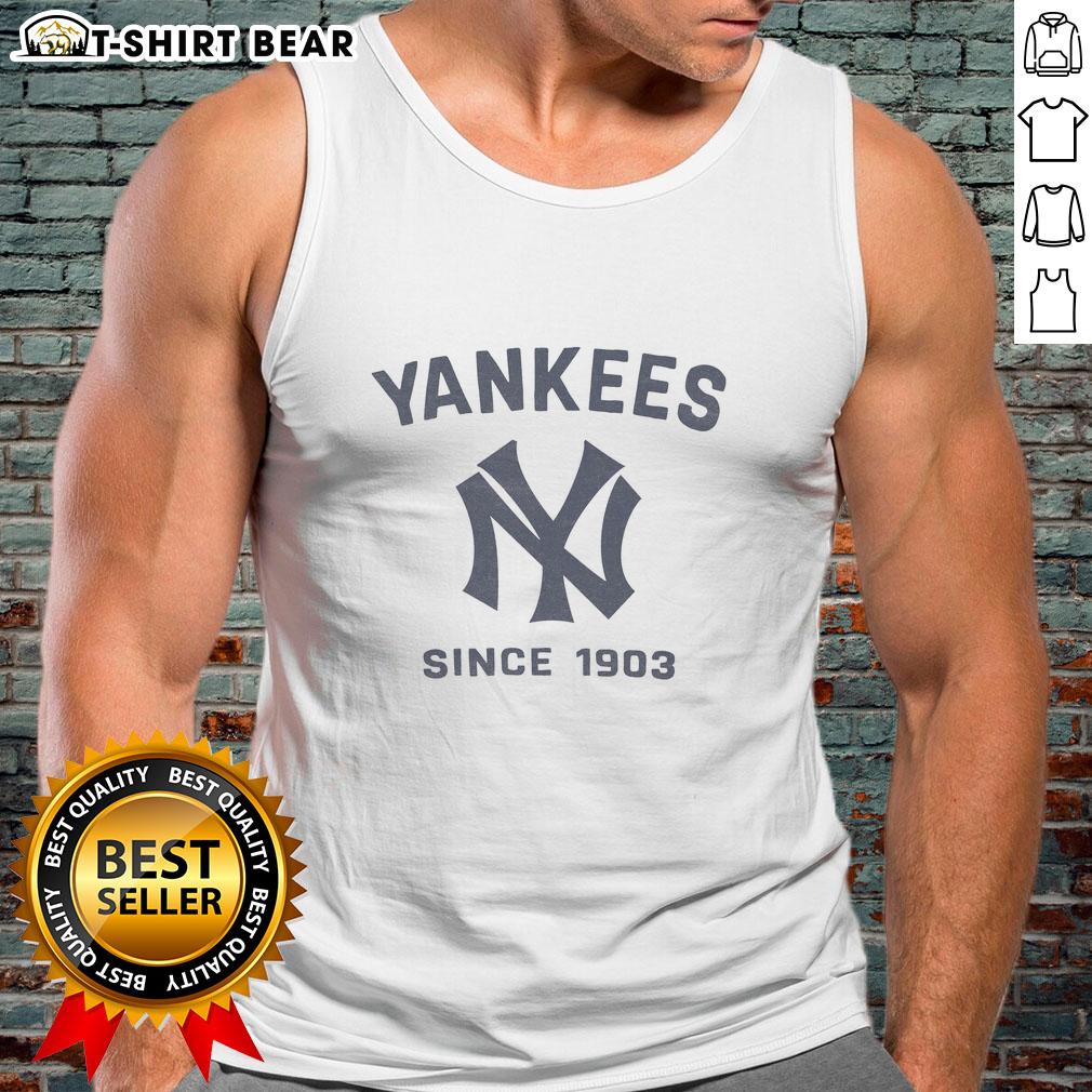 Official New York Yankees Cooperstown Duster Tank Top Alt Text: Official New York Yankees Cooperstown Duster Tank Top in navy blue, featuring iconic Yankees logo and stylish design.