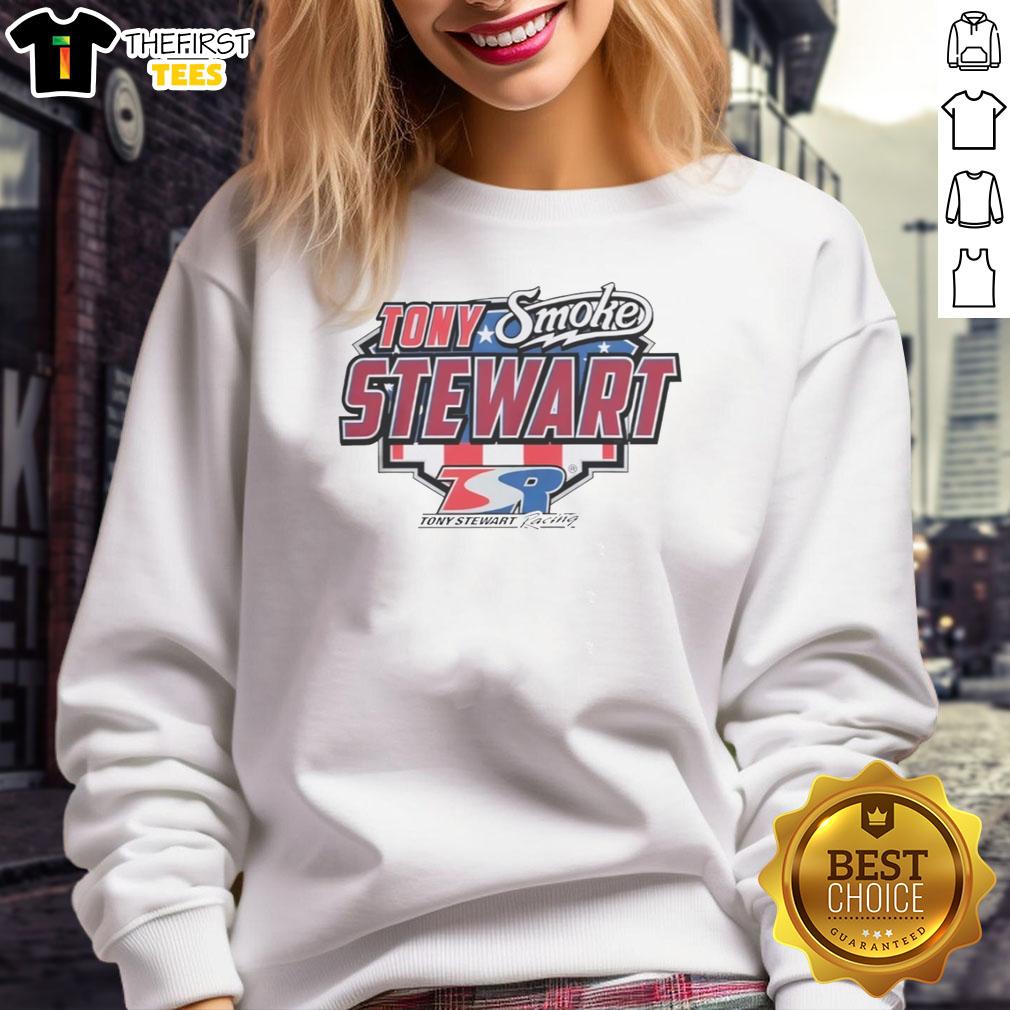 official-nitromall-tony-stewart-smoke-americana-sweatshirt Alt Text: Official Nitromall Tony Stewart Smoke Americana Sweatshirt featuring a bold design and comfortable fit for racing fans.