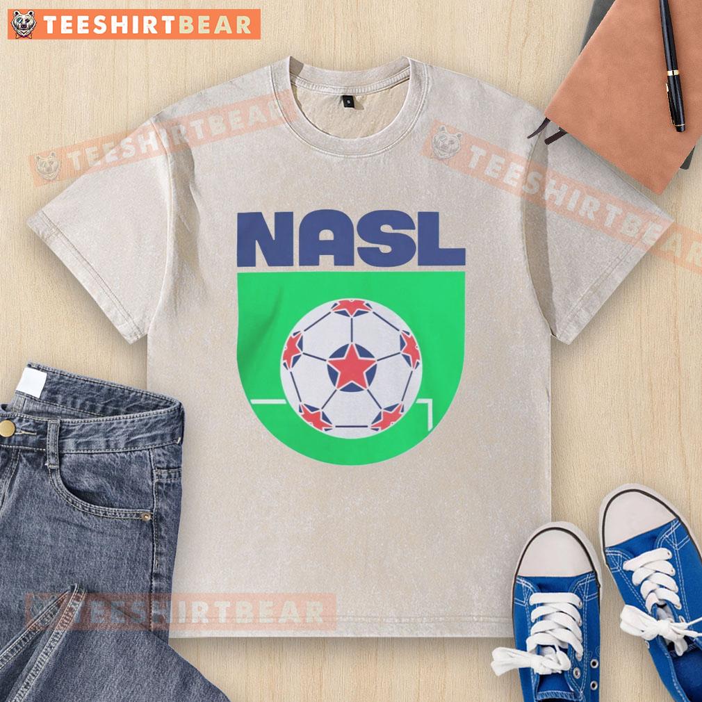 official-north-american-soccer-league-logo-washed-t-shirt Alt Text: Official North American Soccer League logo on a washed t-shirt, showcasing team spirit and casual style.