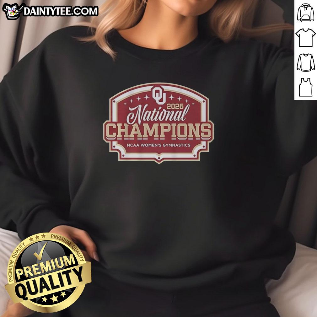 official-oklahoma-womens-gymnastics-2026-national-champions-sweatshirt Oklahoma Women's Gymnastics 2026 National Champions sweatshirt featuring team logo and vibrant colors.