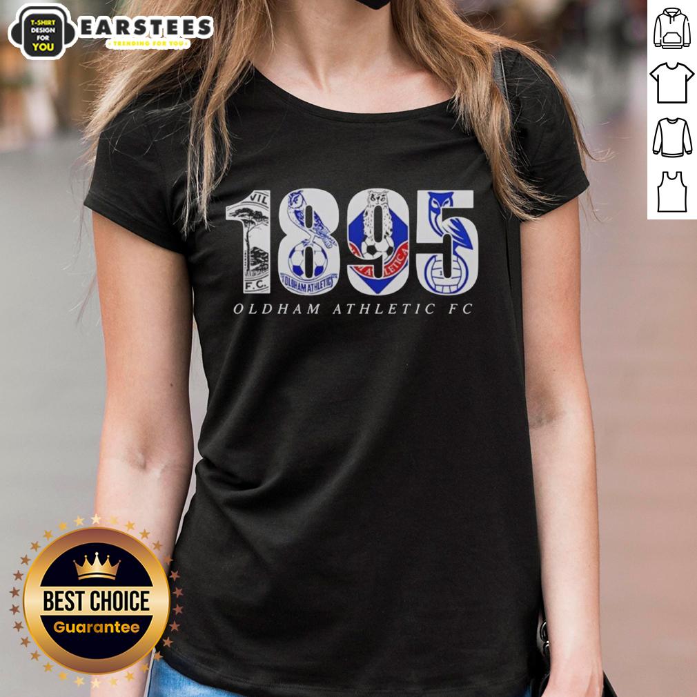 official-oldham-adult-fc-1895-logo-ladies-tee Official Oldham Adult FC 1895 logo on a women's tee, showcasing team pride and heritage in stylish apparel.