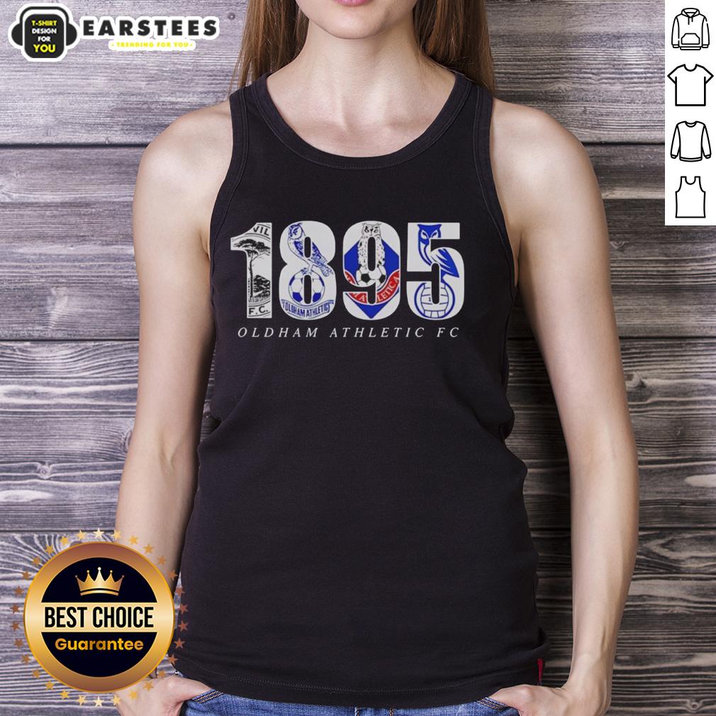 official-oldham-adult-fc-1895-logo-tank-top Official Oldham Adult FC 1895 logo tank top showcasing team pride and heritage in stylish athletic wear.