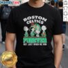 Alt Text: Official Peanuts Characters X Boston Celtics Forever T-Shirt showcasing iconic characters and team spirit.