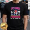 Alt Text: Official Peanuts Characters X Detroit Pistons Forever T-Shirt featuring iconic characters and team logo design.