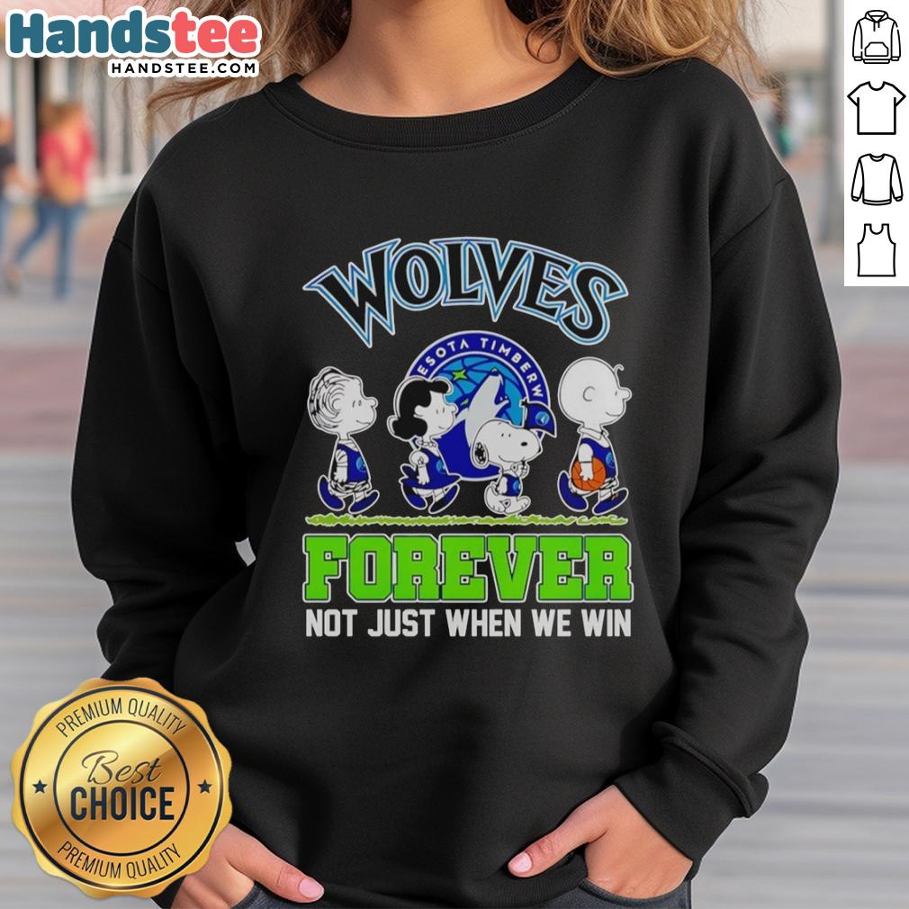 official-peanuts-characters-x-mlb-minnesota-timberwolves-forever-not-just-when-we-win-sweatshirt Official Peanuts characters x MLB Minnesota Timberwolves sweatshirt featuring 'Forever, Not Just When We Win' design.