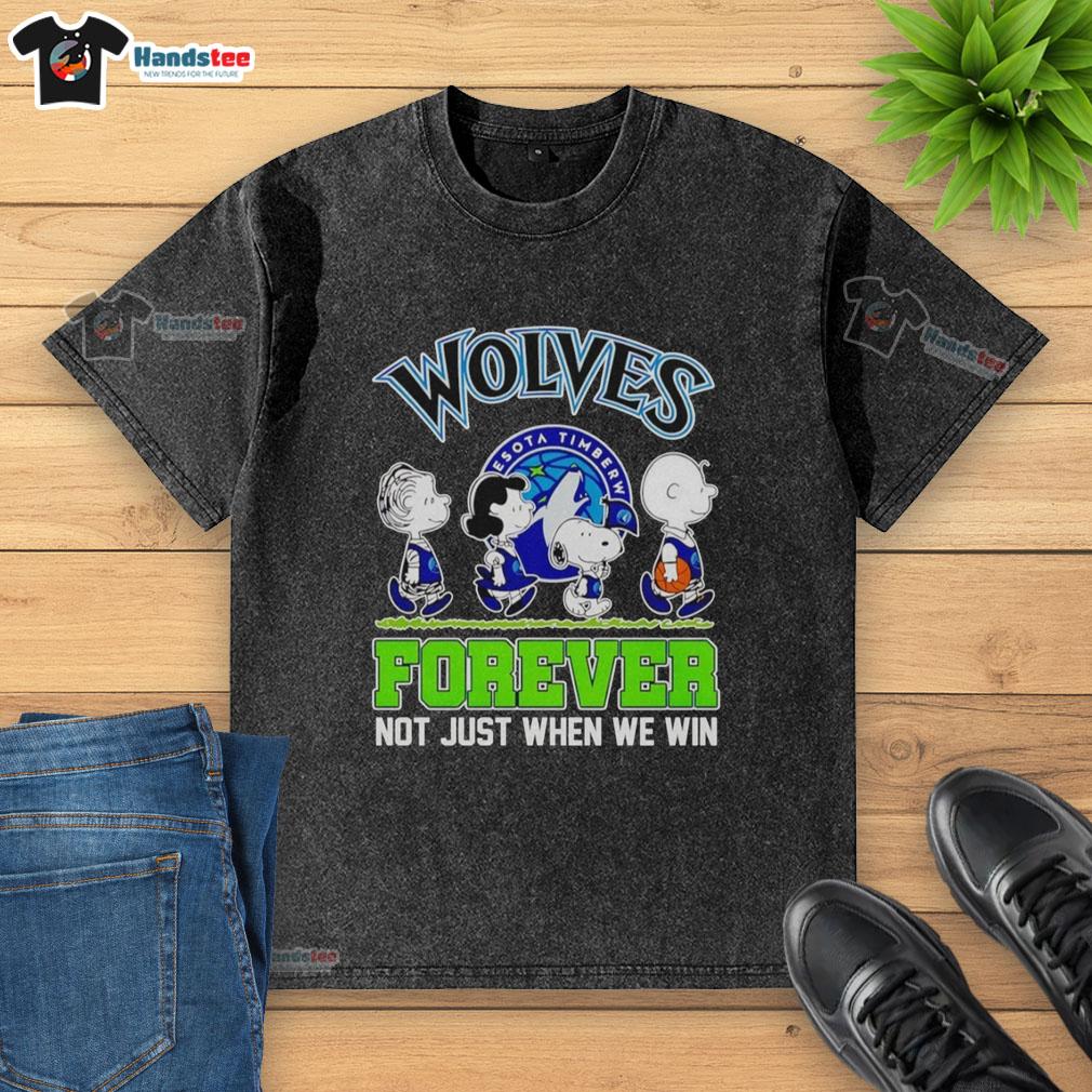 official-peanuts-characters-x-mlb-minnesota-timberwolves-forever-not-just-when-we-win-washed-t-shirt Official Peanuts Characters x MLB Minnesota Timberwolves Forever T-Shirt showcasing iconic characters in team colors.