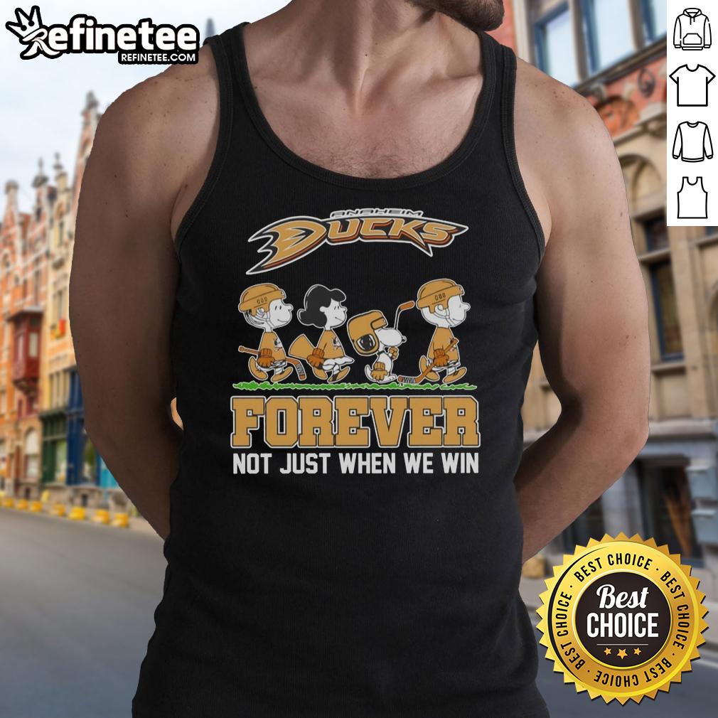 official-peanuts-x-anaheim-ducks-abbey-road-forever-not-just-when-we-win-tank-top Peanuts x Anaheim Ducks tank top featuring Abbey Road design with 'Forever, Not Just When We Win' slogan.