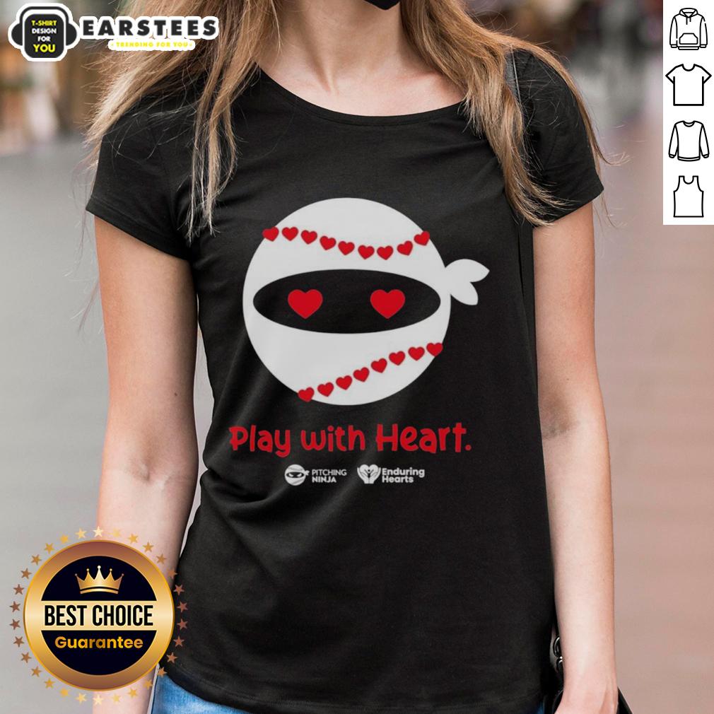 official-pitching-ninja-play-with-heart-ladies-tee Official Pitching Ninja Play With Heart Ladies Tee showcasing a stylish design perfect for baseball fans and athletes.