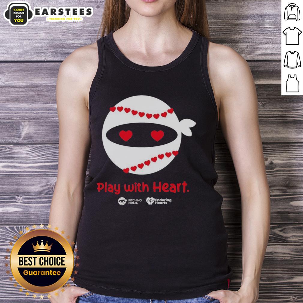 official-pitching-ninja-play-with-heart-tank-top Official Pitching Ninja Play With Heart Tank Top in vibrant colors, perfect for baseball enthusiasts and training sessions.