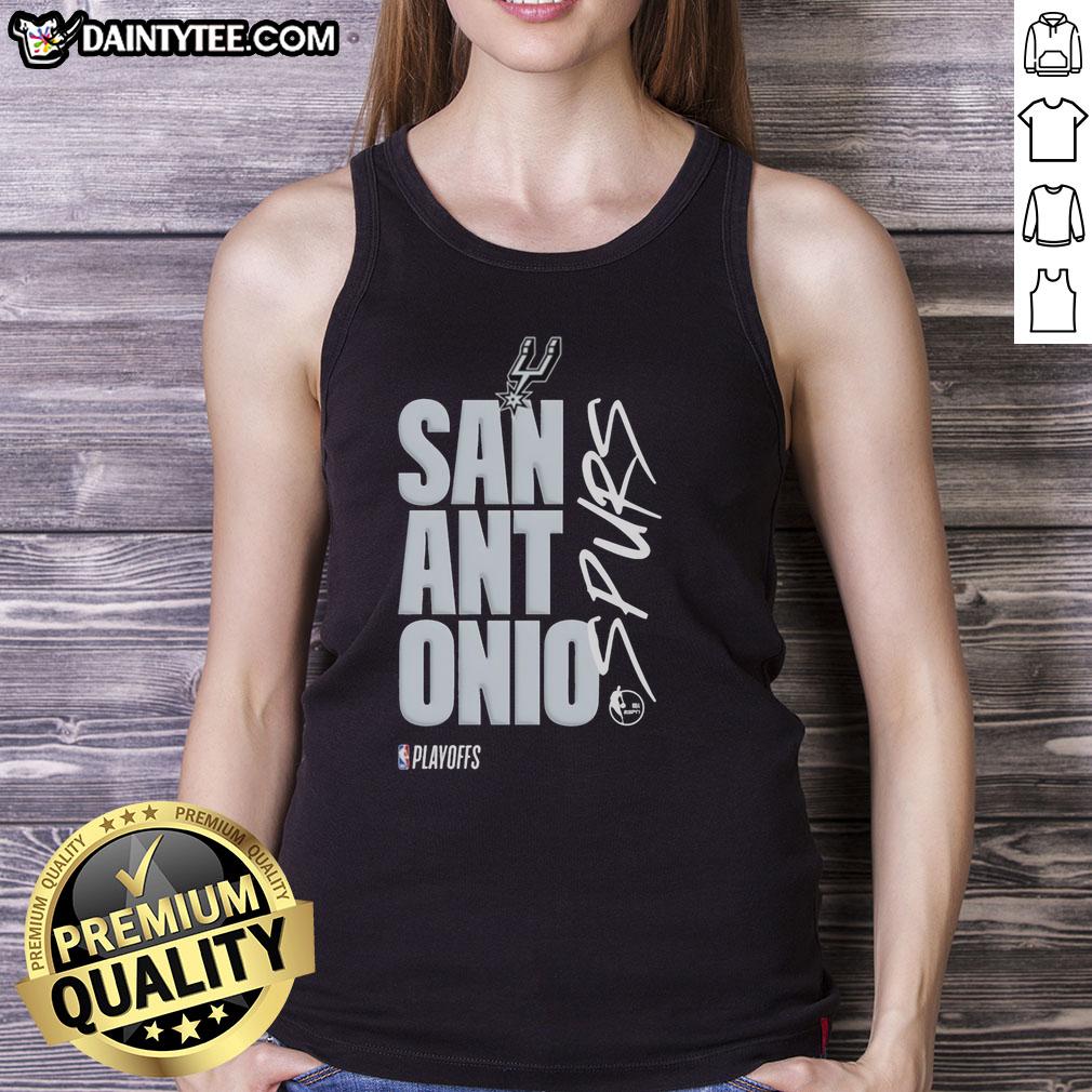 official-san-antonio-spurs-playoff-logo-tank-top Alt Text: Official San Antonio Spurs playoff logo tank top featuring team colors and design for ultimate fan gear.
