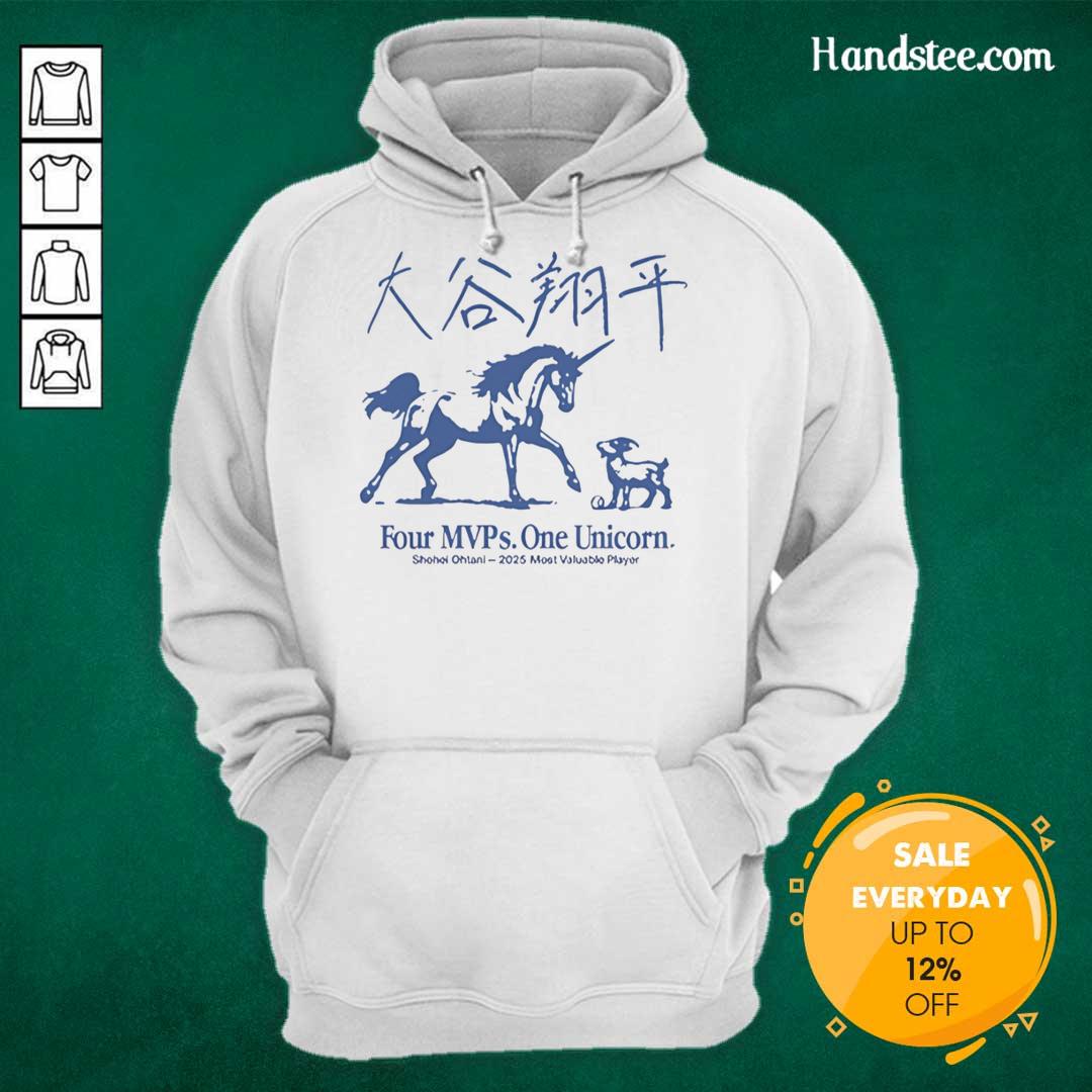 official-shohei-ohtani-2025-most-valuable-player-four-mvps-one-unicorn-hoodie Official Shohei Ohtani 2025 Most Valuable Player hoodie featuring four MVPs and a unicorn design, perfect for baseball fans.