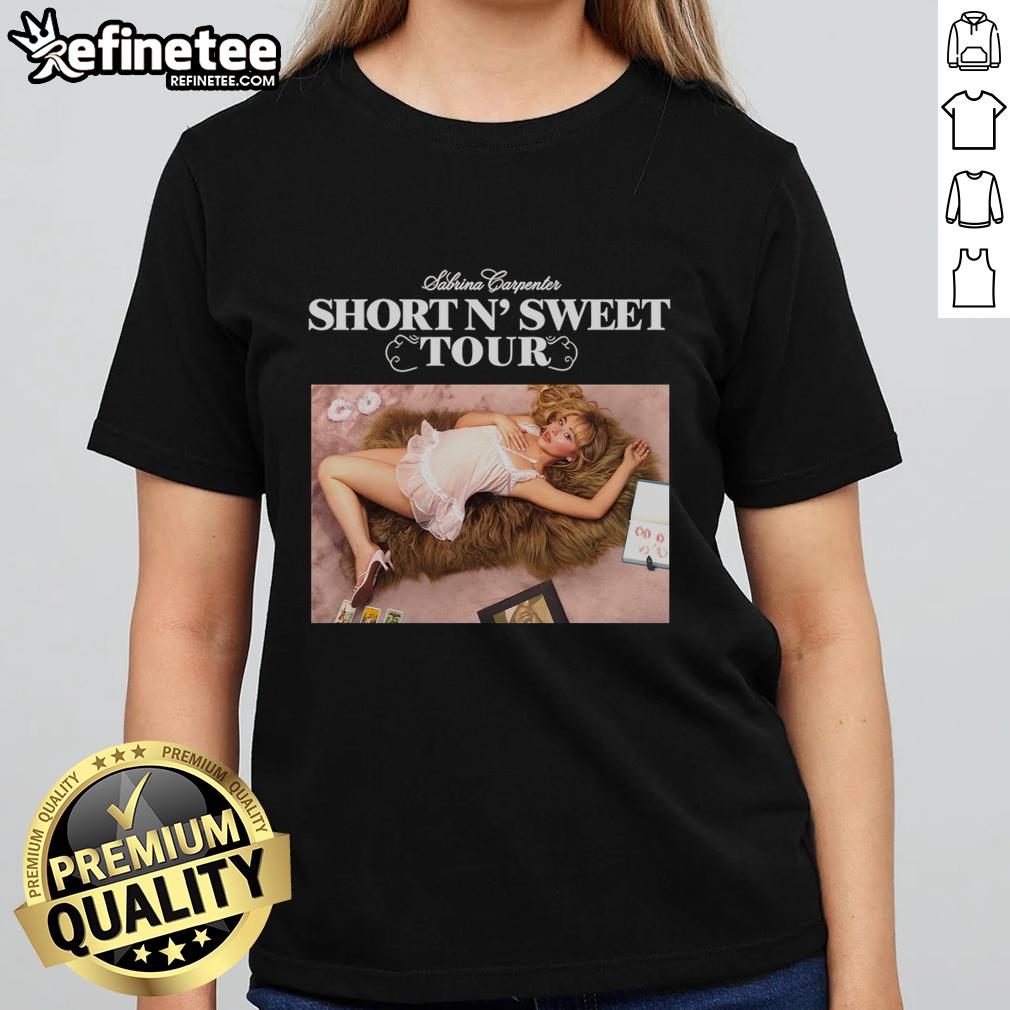 official-short-n-sweet-tour-sabrina-carpenter-ladies-tee Official Short N Sweet Tour Sabrina Carpenter Ladies Tee showcasing stylish design and vibrant colors for fans.