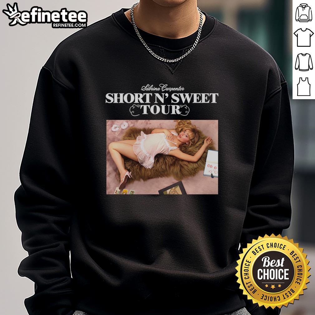 official-short-n-sweet-tour-sabrina-carpenter-sweatshirt Alt Text: Official Short N Sweet Tour sweatshirt featuring Sabrina Carpenter's logo, perfect for fans and concert memorabilia.