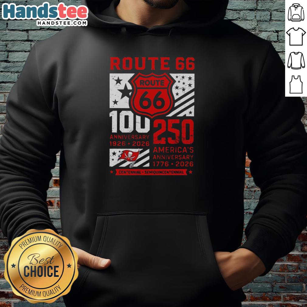 official-tampa-bay-buccaneers-route-66-centennial-100th-anniversary-1926-2026-250th-america-anniversary-hoodie Alt Text: Official Tampa Bay Buccaneers Route 66 Centennial 100th Anniversary hoodie celebrating 250 years of America (1926-2026).