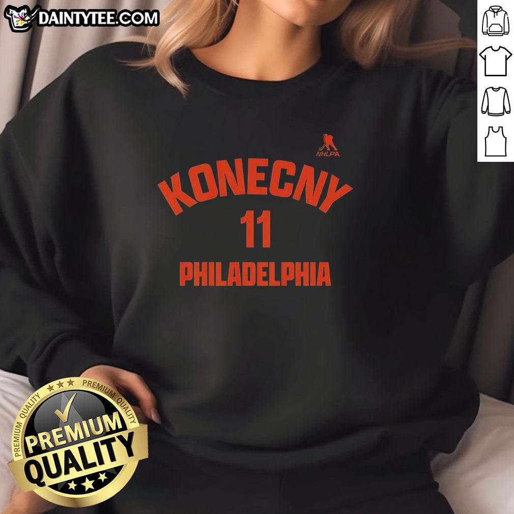 official-travis-konecny-11-philadelphia-flyers-sweatshirt Official Travis Konecny Philadelphia Flyers sweatshirt featuring team colors and logo, perfect for fans.