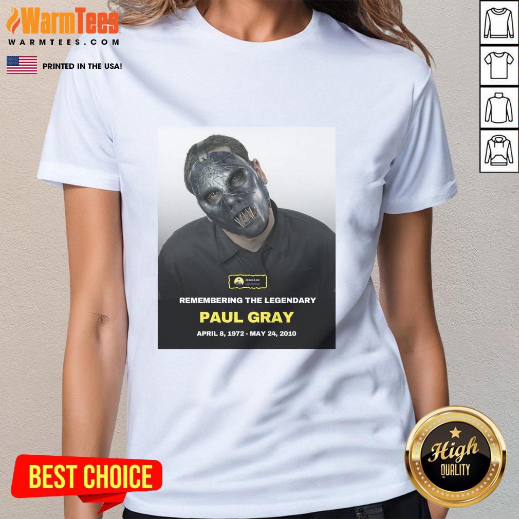 official-tribute-paul-gray-founding-bassist-of-slipknot-ladies-tee Official tribute tee for Paul Gray, founding bassist of Slipknot, showcasing a unique design honoring his legacy.