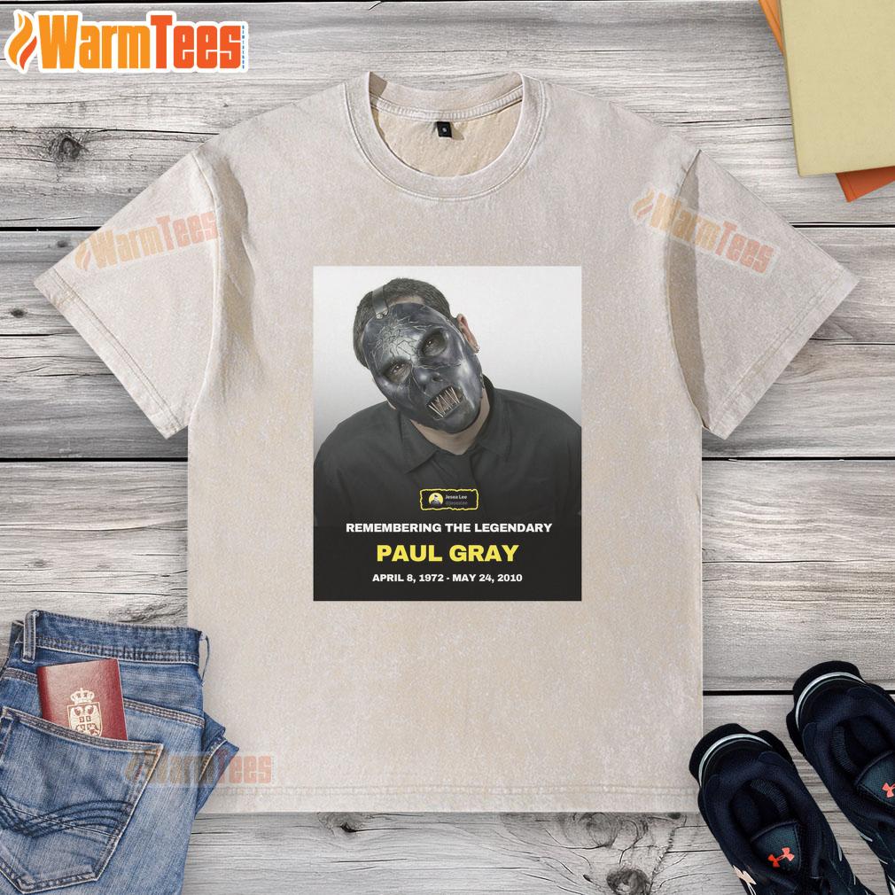 official-tribute-paul-gray-founding-bassist-of-slipknot-washed-t-shirt Official tribute t-shirt for Paul Gray, founding bassist of Slipknot, featuring iconic design and band logo.