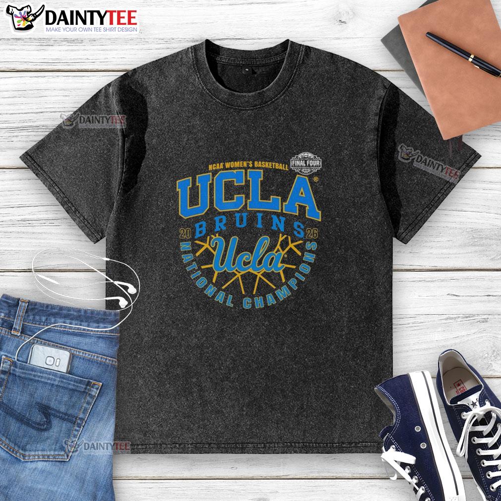 official-ucla-bruins-ncaa-womens-basketball-2026-national-champions-final-four-washed-t-shirt UCLA Bruins NCAA Women's Basketball 2026 National Champions Final Four washed t-shirt, showcasing team pride.
