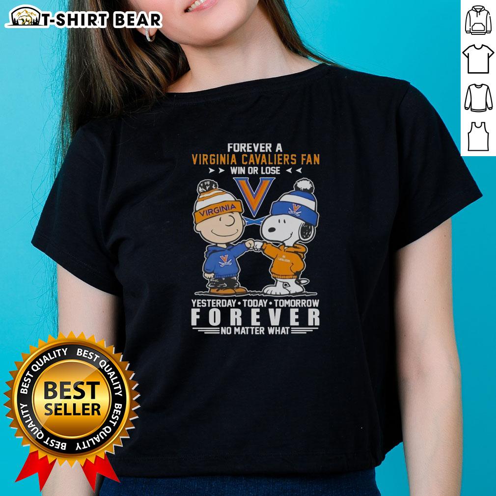 Official Virginia Cavaliers Snoopy And Charlie Brown Forever A Fan Win Or Lose Ladies-Tee Official Virginia Cavaliers Snoopy and Charlie Brown Forever a Fan Win or Lose Ladies Tee showcasing team spirit.