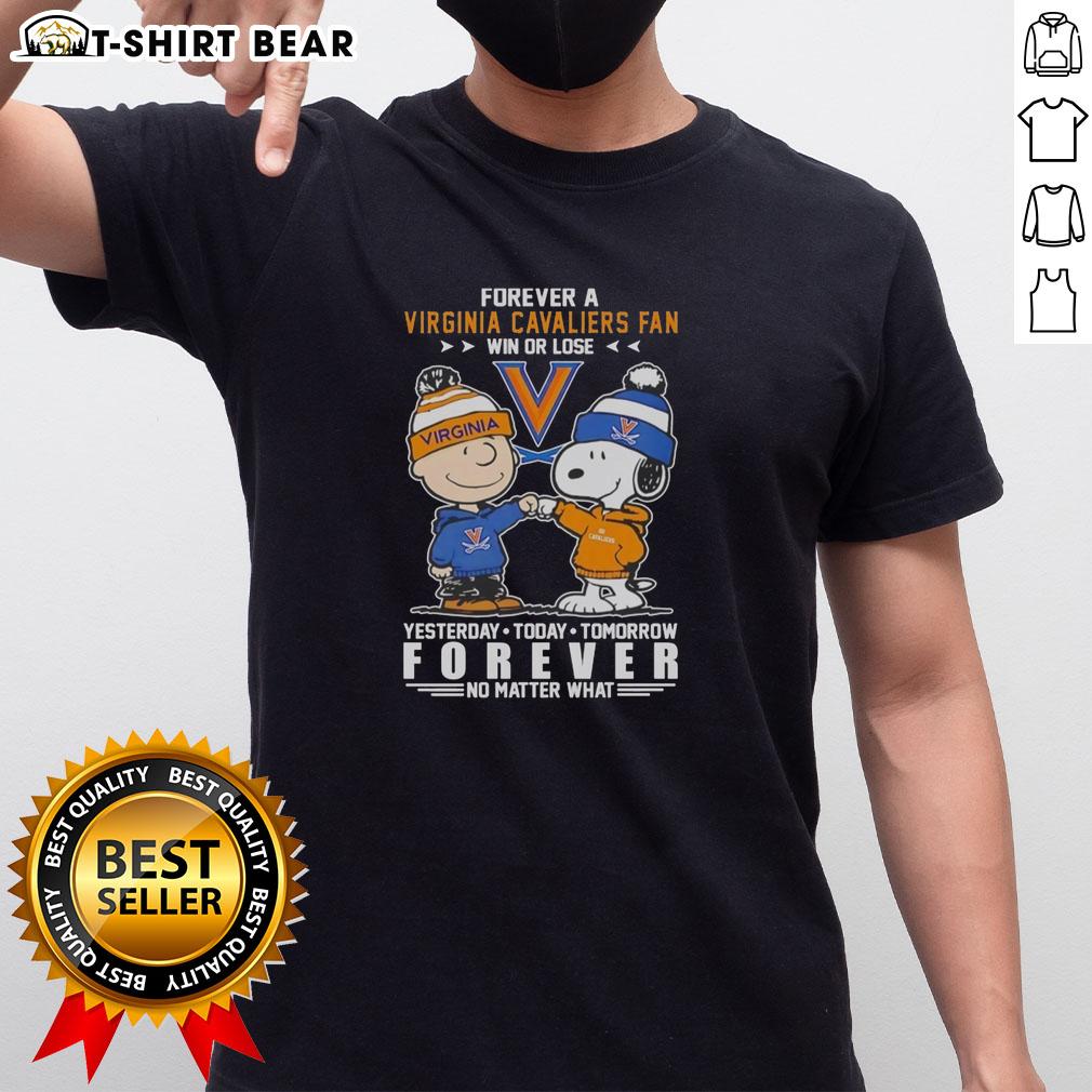 Official Virginia Cavaliers Snoopy And Charlie Brown Forever A Fan Win Or Lose T-Shirt Alt Text: Official Virginia Cavaliers Snoopy and Charlie Brown t-shirt, perfect for fans supporting their team win or lose.