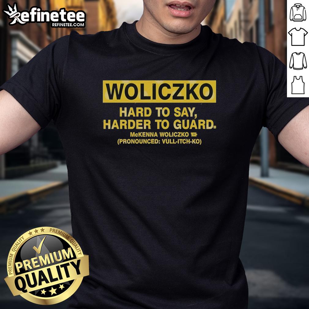 official-woliczko-hard-to-say-harder-to-guard-mckenna-woliczko-pronounced-t-shirt-1 Official Woliczko Hard To Say Harder To Guard McKenna Woliczko t-shirt featuring bold graphic design and vibrant colors.