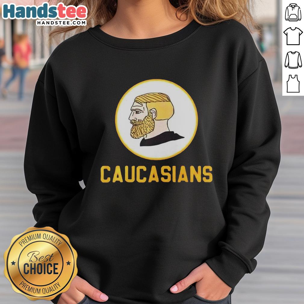 official-yes-chad-caucasians-logo-sweatshirt Alt Text: Official Yes Chad Caucasians logo sweatshirt featuring a bold graphic design on a comfortable fabric.