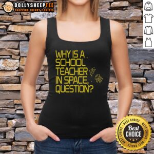 Alt Text: Creative tank top featuring a school teacher in space design, perfect for education lovers and astronomy enthusiasts.