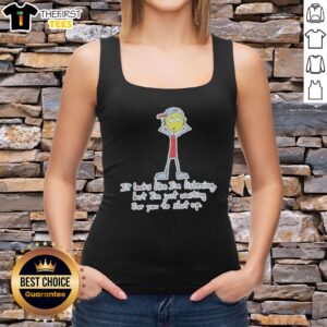 Graphic tank top featuring the phrase 'Looks Like I'm Listening But I'm Just Waiting For You To Shut Up' in bold text.