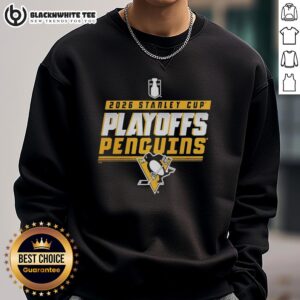 Pittsburgh Penguins 2026 Stanley Cup Playoffs logo sweatshirt featuring team colors and design, perfect for fans.