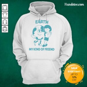 Pretty Earth My Kind of Friend hoodie in a cozy setting, showcasing its vibrant design and comfortable fit.