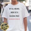 Original 'By All Means Move At A Glacial Pace' T-Shirt design featuring a playful quote and stylish typography.