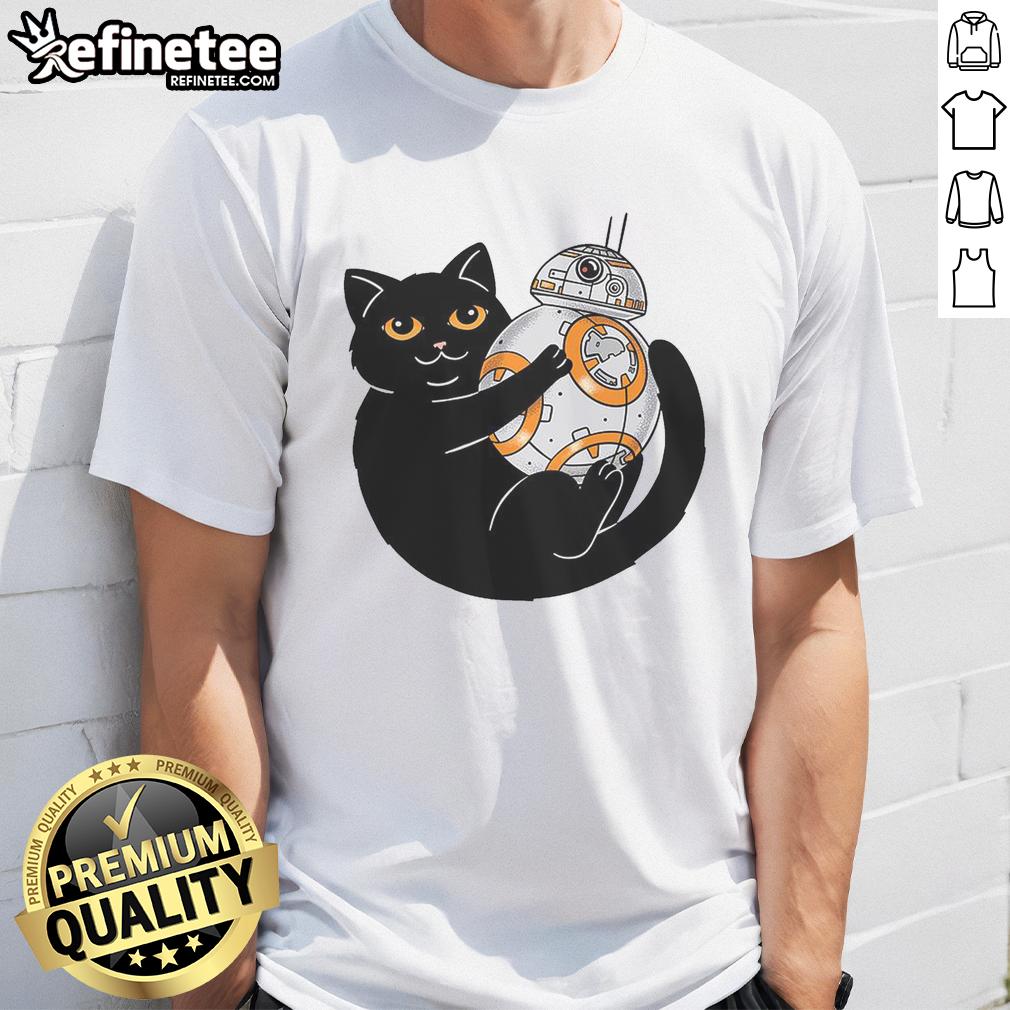 original-cat-and-droid-star-wars-t-shirt-1 Alt Text: Original Cat And Droid Star Wars T-Shirt featuring a playful cat with droids in a galaxy-themed design.